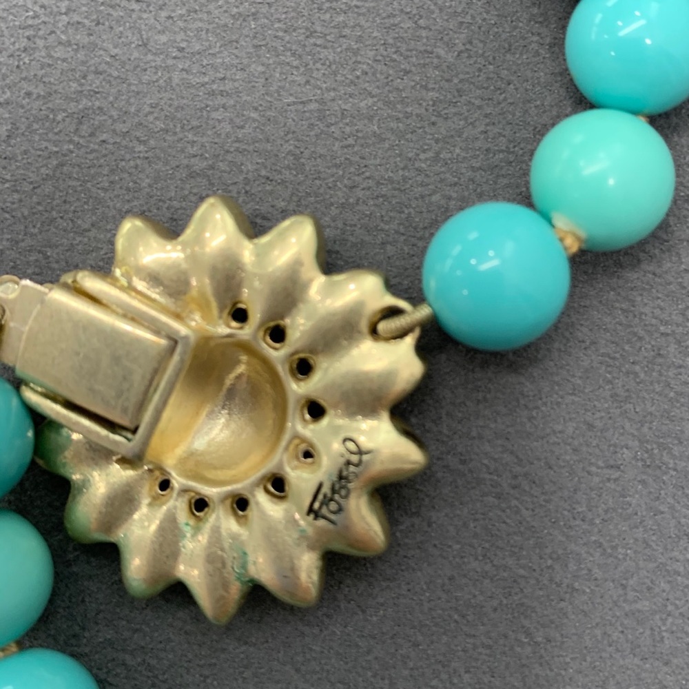 Necklace Fossil Turquoise Crystals Daisy - Picture 3 of 5